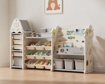 Стелаж з контейнерами + книжкова полиця 3в1 &ldquo;Tree Maxi&rdquo; Бежевий TM-052W фото