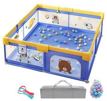 Детский манеж Terrio Bear XL 180х200 см с двумя ручками и 60 разноцветными мячами TQ-315XL фото