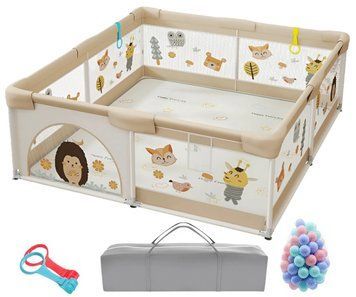 Дитячий манеж Terrio Hedgehog S 120х120 см з двома ручками і 60 різнокольоровими м'ячами TQ-317S фото