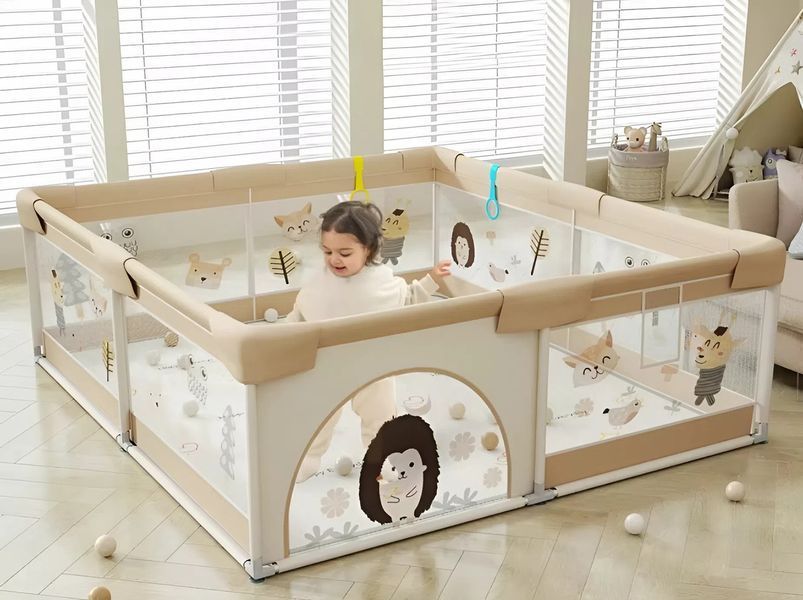 Дитячий манеж Terrio Hedgehog S 120х120 см з двома ручками і 60 різнокольоровими м'ячами TQ-317S фото