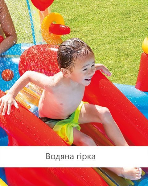 Детский надувной бассейн Rainbow с горкой, кольцами и фонтанчиком Intex 57453 57453 фото