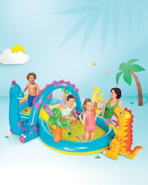 Детский надувной бассейн "Dinoland" с горкой и фонтанчиком Intex 57135 57135 фото