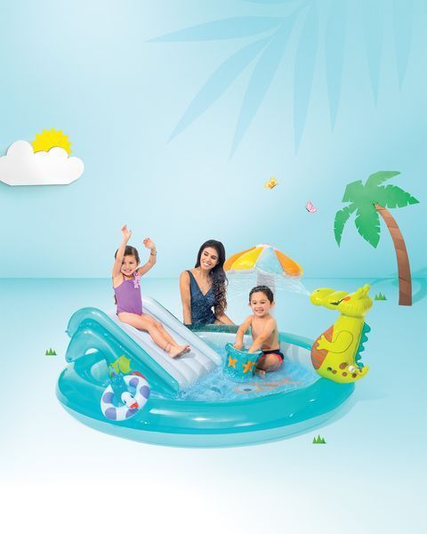 Детский надувной бассейн "Croco" с горкой и фонтанчиком Intex 57165 57165 фото