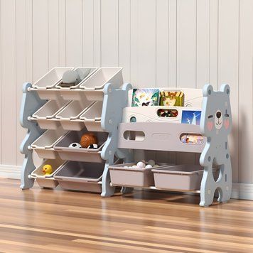Стелаж з контейнерами + книжкова полиця 2в1 &ldquo;Cutie Maxi&rdquo; Блакитний TM-979B фото