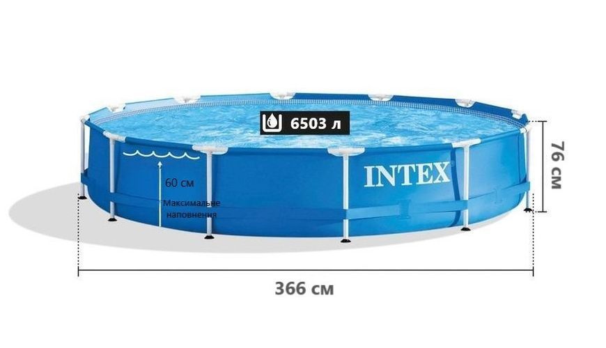 Каркасный бассейн Intex 28212 (76*366 см. объем: 6503 л. картриджный фильтр-насос 2006 л/ч) 28212 фото