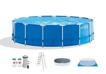 Каркасный бассейн Intex 28242 (122*457 см., объем: 16805 л., фильтр 3785 л/ч, стремянка, тент, подстилка) 28242 фото
