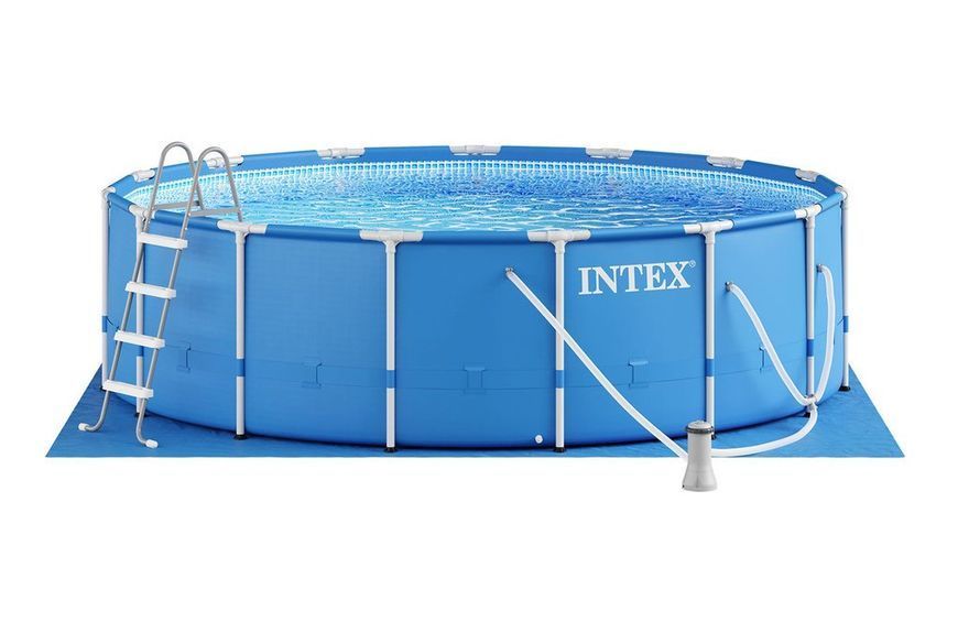 Каркасний басейн Intex 28242 (122*457 см., об'ем: 16805 л., картриджний фільтр 3785 л/год, драбина, тент, підстилка) 28242 фото