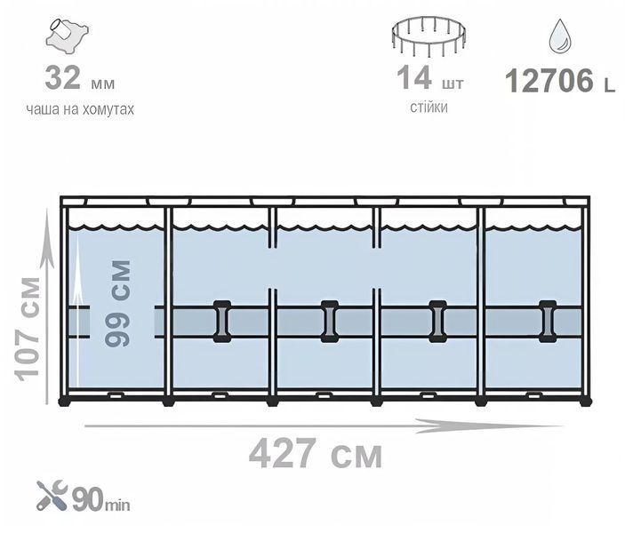 Каркасный бассейн Intex 26720 (107*427 см., объем: 12706 л) 26720 фото