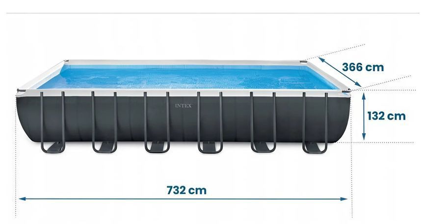 Каркасный бассейн Intex 26364 Ultra Frame (732*366*132см, лестница, фильтр-насос, подстилка, тент) 26364 фото