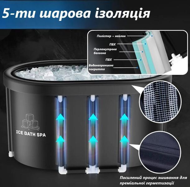 Овальна крижана ванна Ice Bath Spa з кришкою 120x70x70 см BS0024 фото