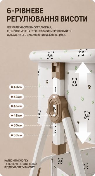 Мультифункціональне ліжечко для новонароджених Terrio "Panda" TL-V09W фото