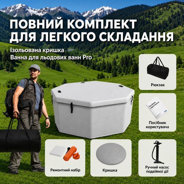 Надувная ледяная ванна Ice Bath Spa Premium, термованная, для холодных ванн и восстановление 200х65 см. BS0027 фото
