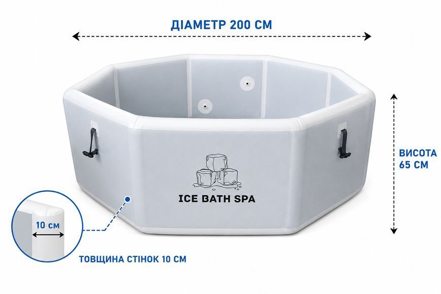 Надувная ледяная ванна Ice Bath Spa Premium, термованная, для холодных ванн и восстановление 200х65 см. BS0027 фото