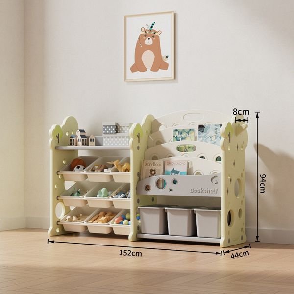 Стелаж з контейнерами + книжкова полиця 2в1 &ldquo;Tree XL&rdquo; Бежевий TM-051W фото